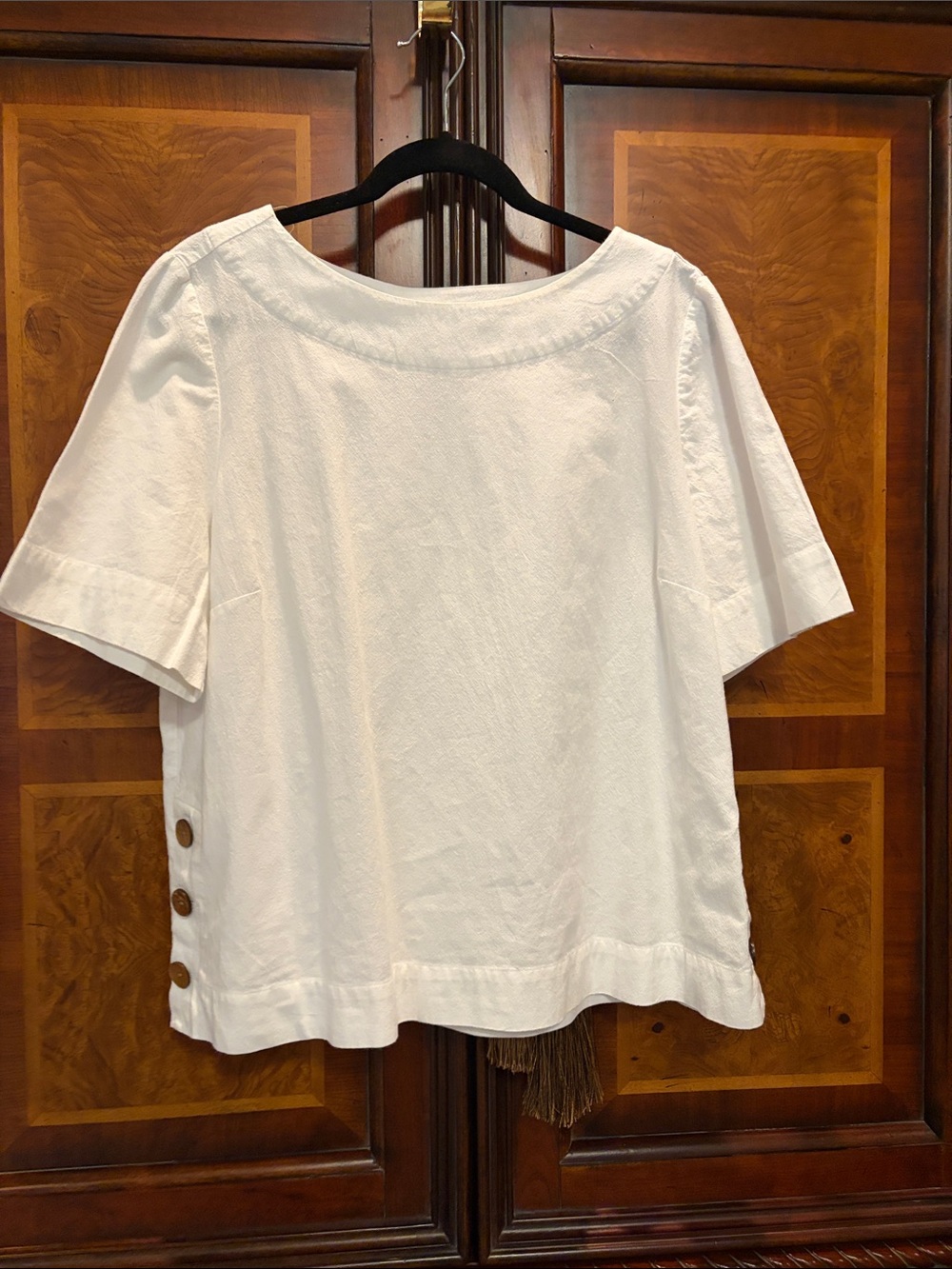 Appleseed's White Short-Sleeve Tunic with Side Buttons